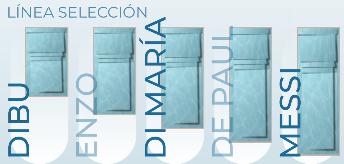 Línea Selección completa - Dibu, Enzo, Di María, De Paul y Messi - Sommer Piletas